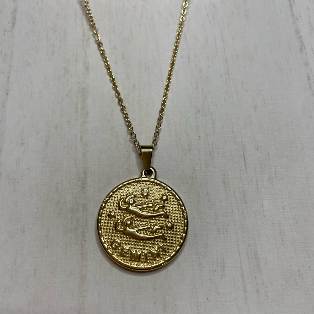 Gemini, Libra Necklace_Sign and Symbol_Round Shape